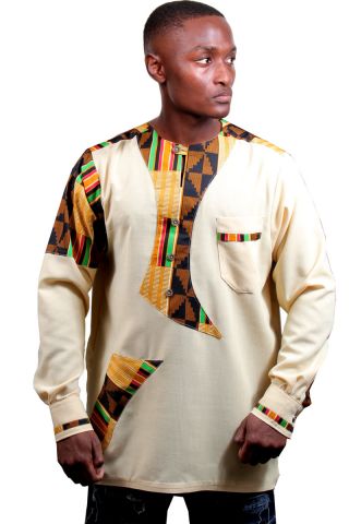 Cabral African Formal Dashiki: Linen and African Wax print