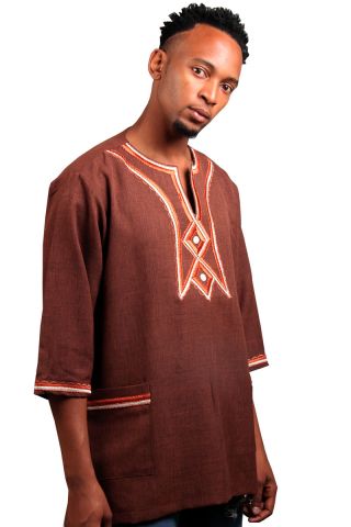 Karibu Sana Afro-shirt mens, embroidery 