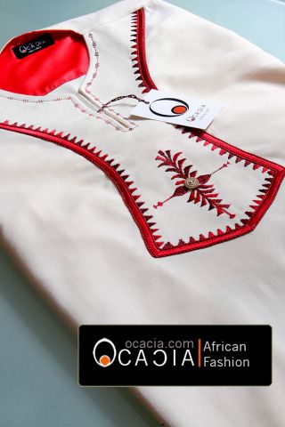 Kili red beautiful Linen embroidery shirt for men